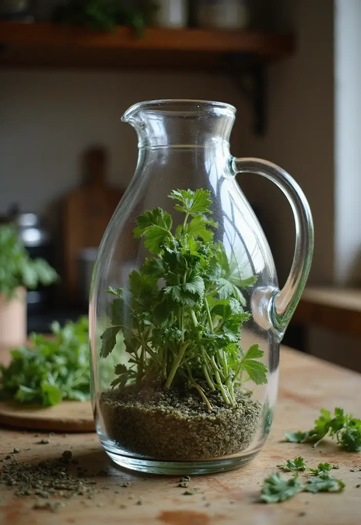 25 Big Glass Jug Decor Ideas for Farmhouse and Vintage Homes 57 25 Big Glass Jug Decor Ideas for Farmhouse and Vintage Homes - 21. Elegant Drying Rack for Herbs