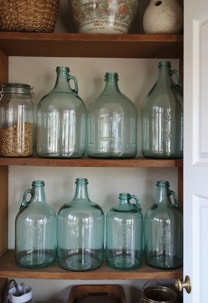 25 Big Glass Jug Decor Ideas for Farmhouse and Vintage Homes 16 25 Big Glass Jug Decor Ideas for Farmhouse and Vintage Homes - 8. Repurpose for Storage
