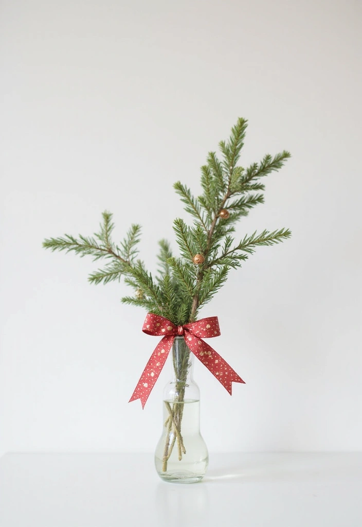 25 Christmas Glass Vase Decor Ideas for Festive Homes - 15. Simple Bow and Glass Vase Combo