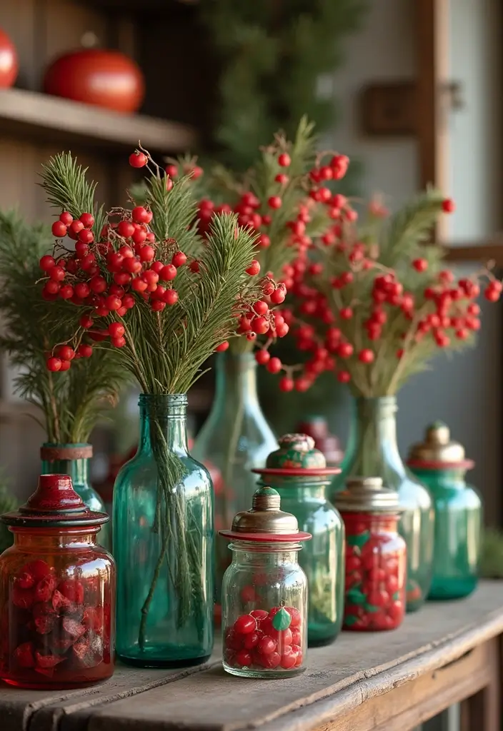25 Christmas Glass Vase Decor Ideas for Festive Homes - 17. Retro Glass Vase Collections