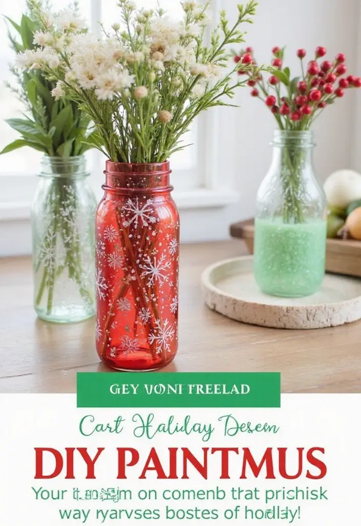25 Christmas Glass Vase Decor Ideas for Festive Homes - 19. DIY Painted Glass Vases