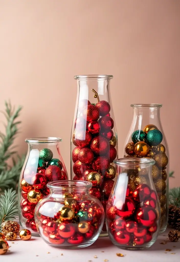 25 Christmas Glass Vase Decor Ideas for Festive Homes - 5. Whimsical Ornament Vases