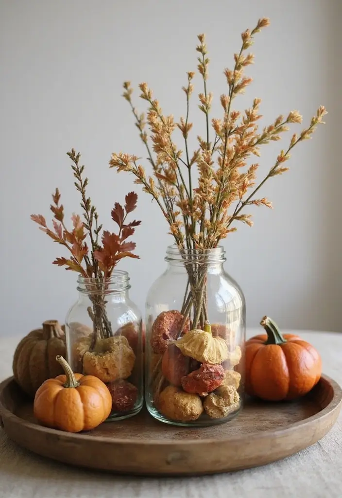 25 Christmas Glass Vase Decor Ideas for Festive Homes - 6. Rustic Wood and Glass Combination