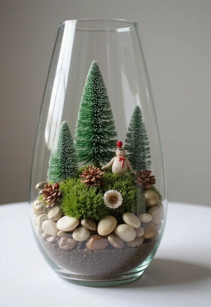 25 Christmas Glass Vase Decor Ideas for Festive Homes - 9. Holiday Themed Terrariums