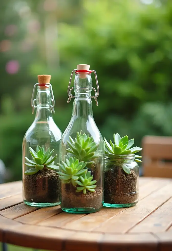 25 Clear Glass Bottle Decor Ideas for Minimalist Interiors 59 25 Clear Glass Bottle Decor Ideas for Minimalist Interiors - 11. Recycled Bottle Plant Holders