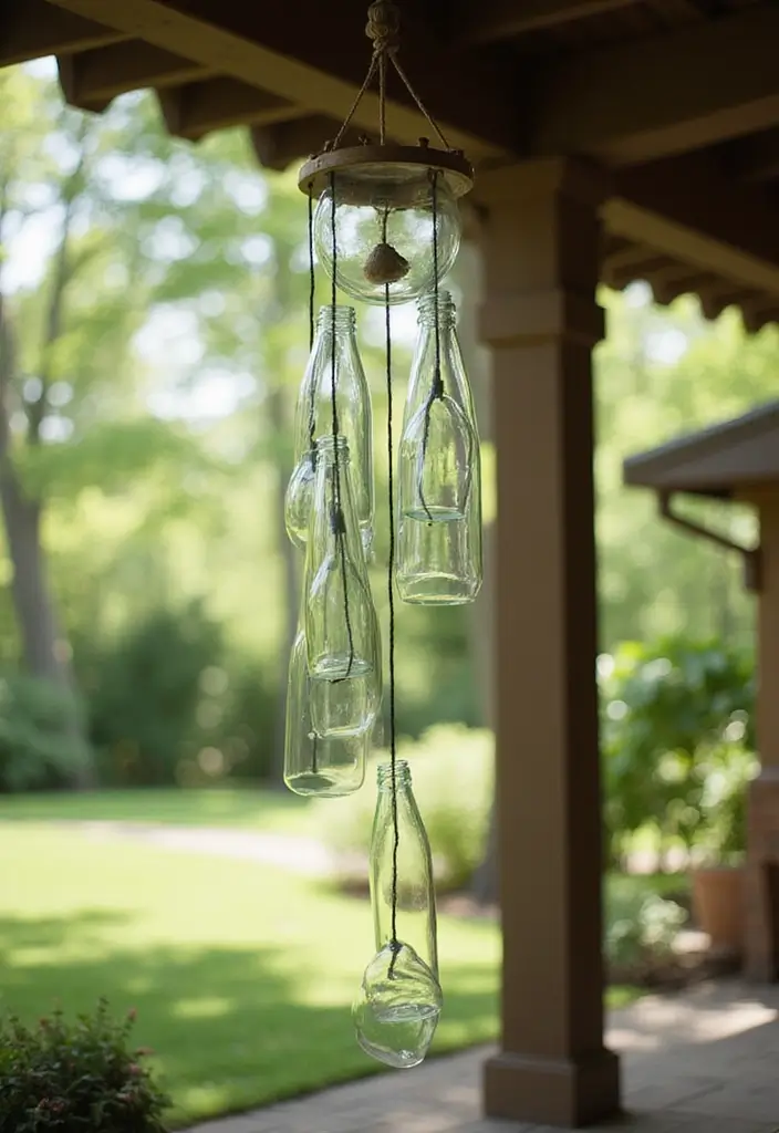 25 Clear Glass Bottle Decor Ideas for Minimalist Interiors 73 25 Clear Glass Bottle Decor Ideas for Minimalist Interiors - 13. Glass Bottle Wind Chimes
