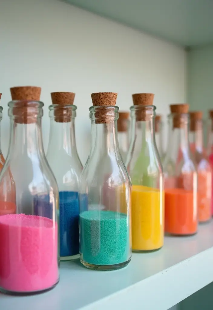 25 Clear Glass Bottle Decor Ideas for Minimalist Interiors 87 25 Clear Glass Bottle Decor Ideas for Minimalist Interiors - 15. Clear Bottle Color Pops