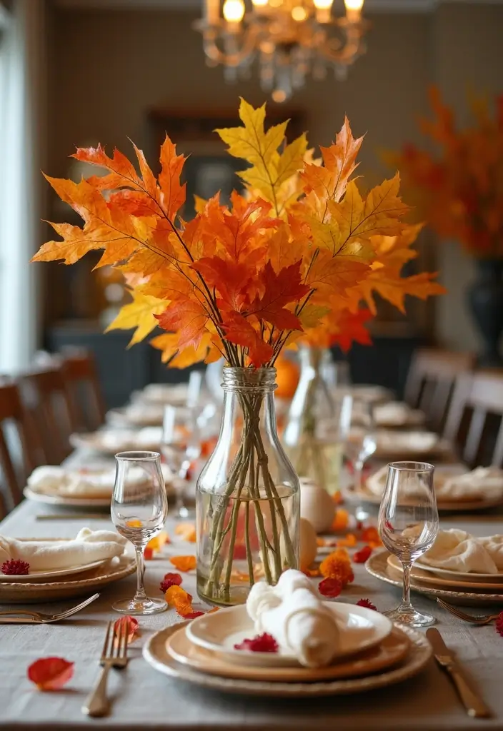 25 Clear Glass Bottle Decor Ideas for Minimalist Interiors 89 25 Clear Glass Bottle Decor Ideas for Minimalist Interiors - 17. Seasonal Table Centerpiece