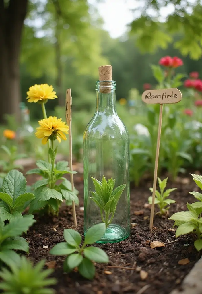 25 Clear Glass Bottle Decor Ideas for Minimalist Interiors 97 25 Clear Glass Bottle Decor Ideas for Minimalist Interiors - 19. Clear Glass Bottle Garden Markers