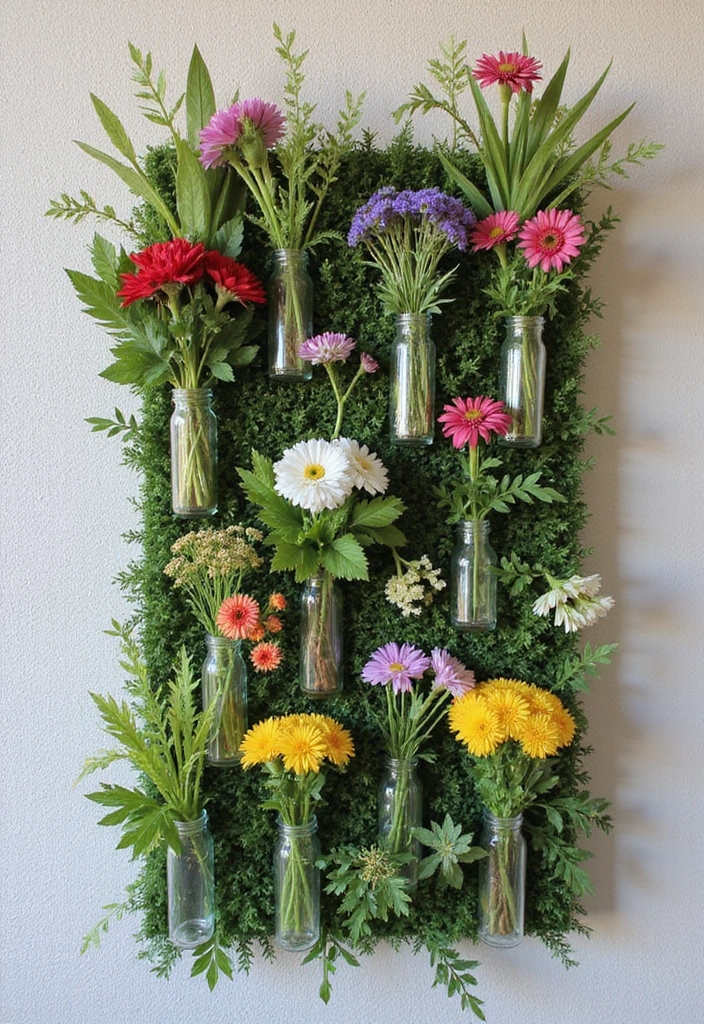 25 Clear Glass Bottle Decor Ideas for Minimalist Interiors 51 25 Clear Glass Bottle Decor Ideas for Minimalist Interiors - 9. Unique Wall Vases