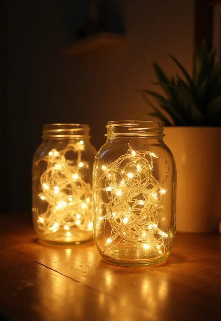 25 Creative Ideas for What to Put in Glass Jars for Stylish Home Decor 51 25 Creative Ideas for What to Put in Glass Jars for Stylish Home Decor - 13. Charming Fairy Lights
