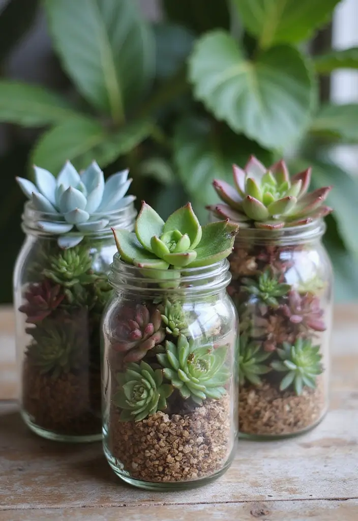 25 Creative Ideas for What to Put in Glass Jars for Stylish Home Decor 59 25 Creative Ideas for What to Put in Glass Jars for Stylish Home Decor - 15. Unique Succulent Arrangements