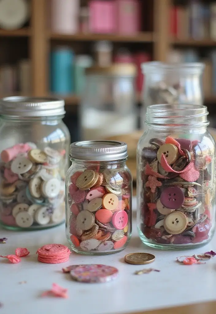 25 Creative Ideas for What to Put in Glass Jars for Stylish Home Decor 70 25 Creative Ideas for What to Put in Glass Jars for Stylish Home Decor - 18. Craft Storage Solutions