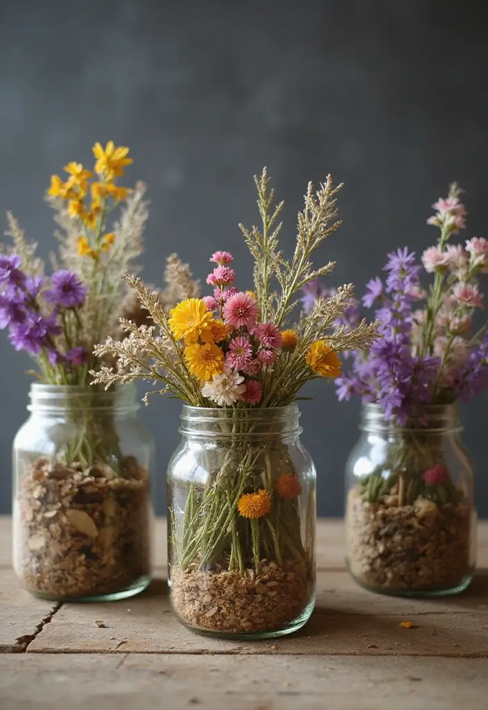 25 Creative Ideas for What to Put in Glass Jars for Stylish Home Decor 8 25 Creative Ideas for What to Put in Glass Jars for Stylish Home Decor - 2. Dried Flowers for a Vintage Touch