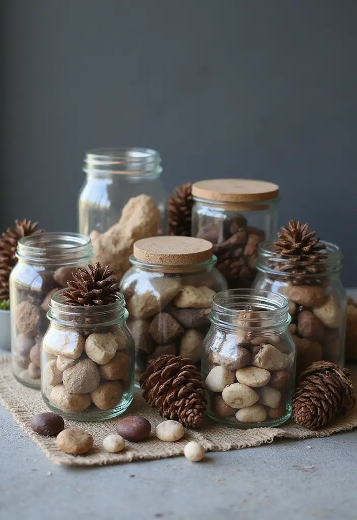 25 Creative Ideas for What to Put in Glass Jars for Stylish Home Decor 15 25 Creative Ideas for What to Put in Glass Jars for Stylish Home Decor - 3. Natural Elements Like Pinecones and Stones