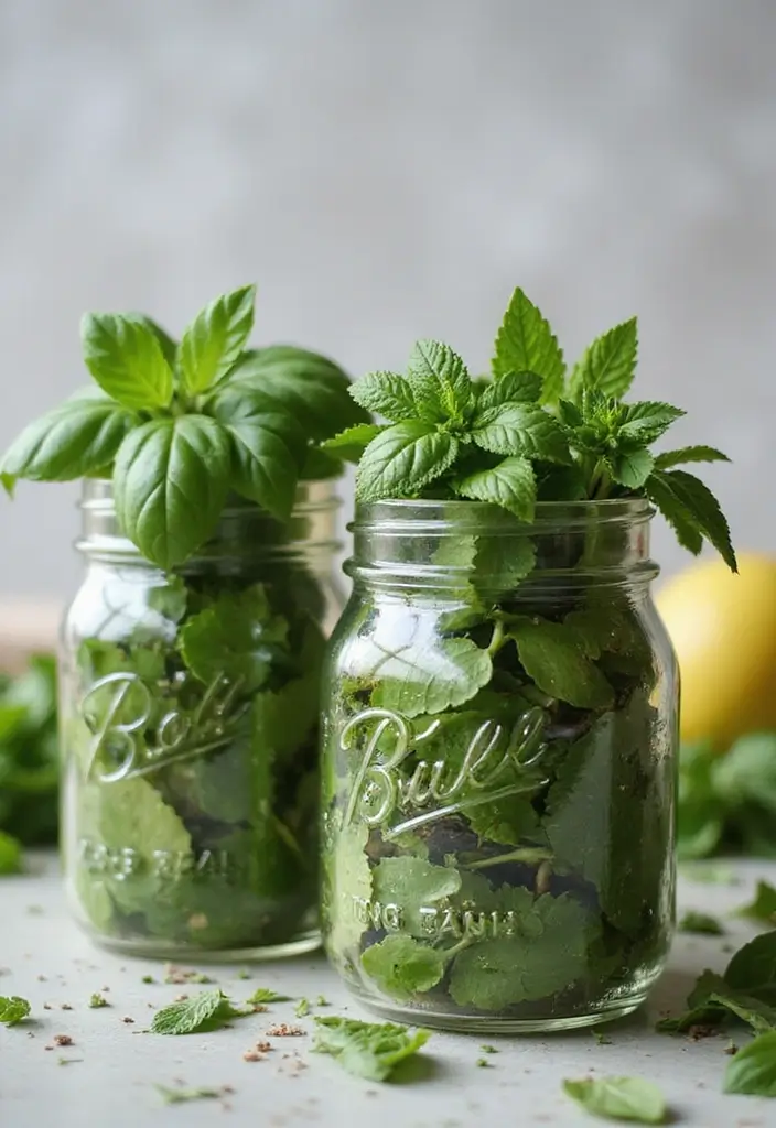 25 Creative Ideas for What to Put in Glass Jars for Stylish Home Decor 33 25 Creative Ideas for What to Put in Glass Jars for Stylish Home Decor - 7. Kitchen Herb Garden