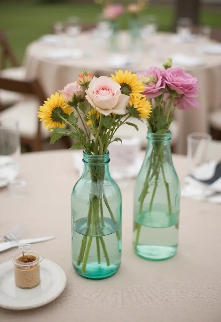25 DIY Glass Bottle Wedding Decor Ideas That Guests Will Love - 14. DIY Glass Bottle Watering Cans