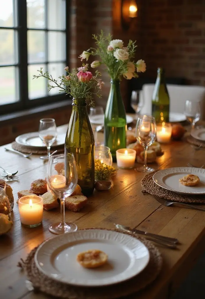 25 DIY Glass Bottle Wedding Decor Ideas That Guests Will Love - 15. Glass Bottle Table Runners