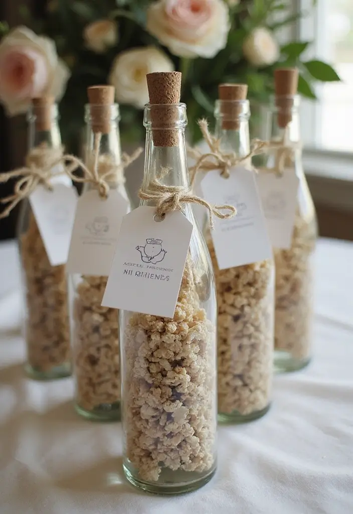 25 DIY Glass Bottle Wedding Decor Ideas That Guests Will Love - 21. Glass Bottle Gift Wrappings