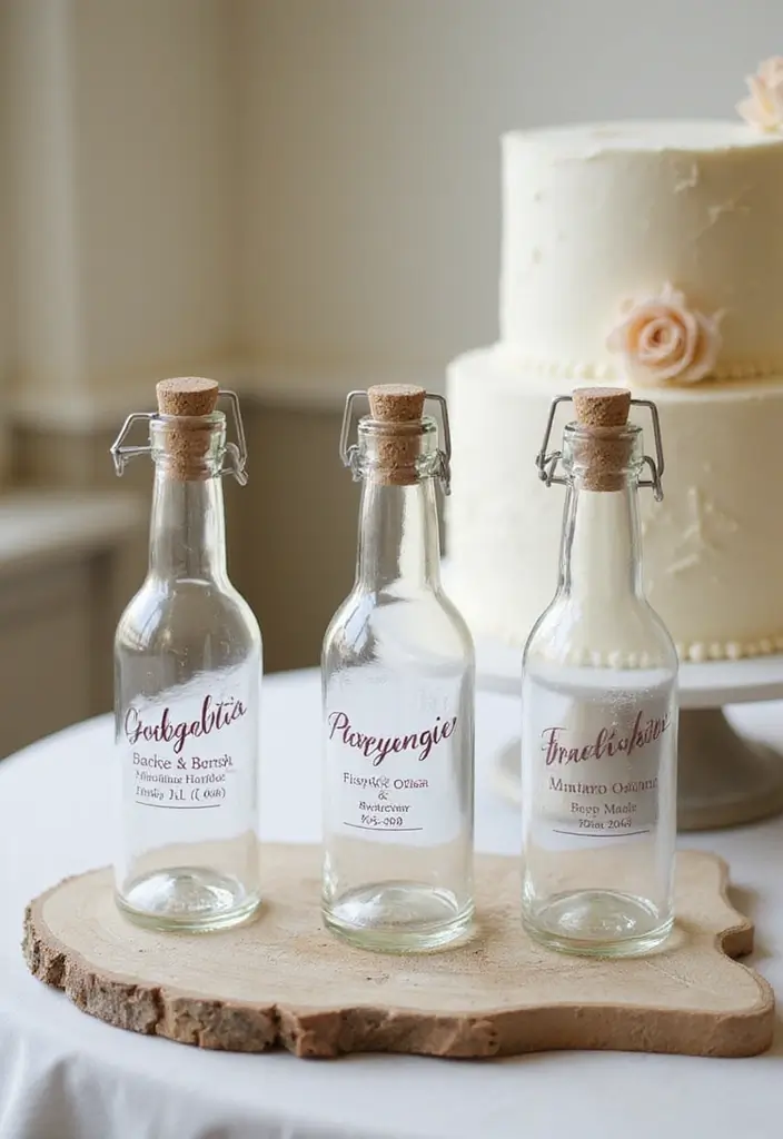 25 DIY Glass Bottle Wedding Decor Ideas That Guests Will Love - 24. Glass Bottle Cake Serving Set
