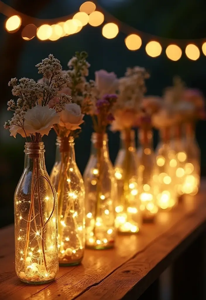 25 DIY Glass Bottle Wedding Decor Ideas That Guests Will Love - 6. Glass Bottle Backdrop