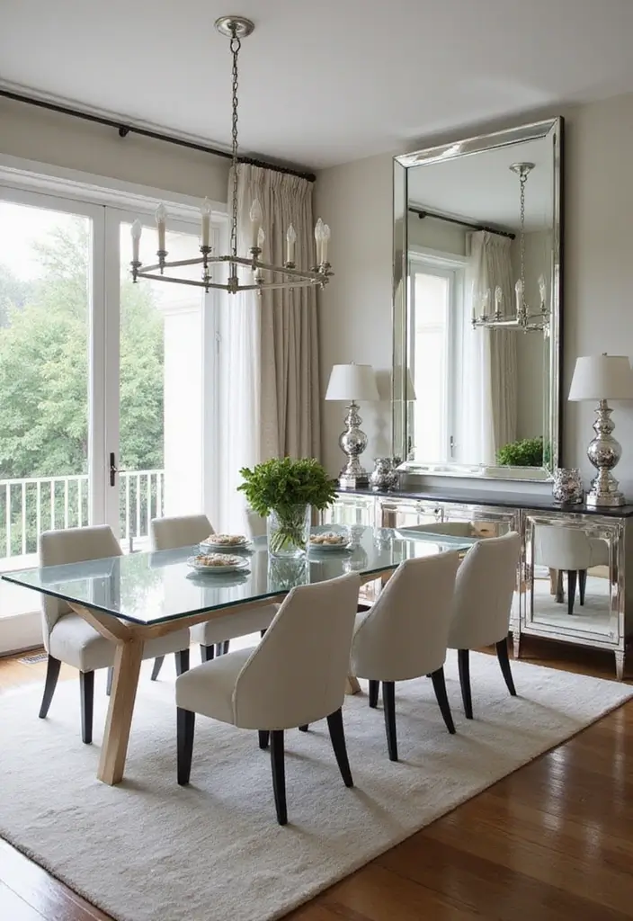 25 Dining Room Decor Ideas with a Modern Glass Table 48 25 Dining Room Decor Ideas with a Modern Glass Table - 10. Use of Mirrors
