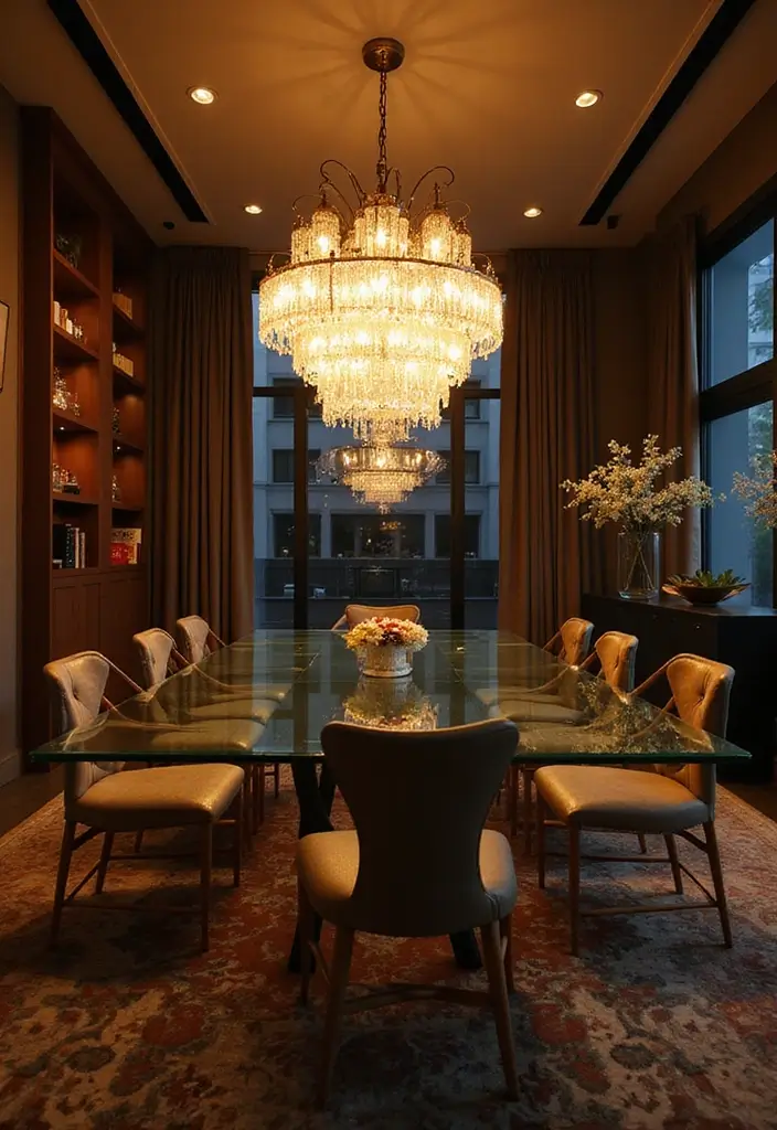 25 Dining Room Decor Ideas with a Modern Glass Table 52 25 Dining Room Decor Ideas with a Modern Glass Table - 12. Artistic Lighting Fixtures