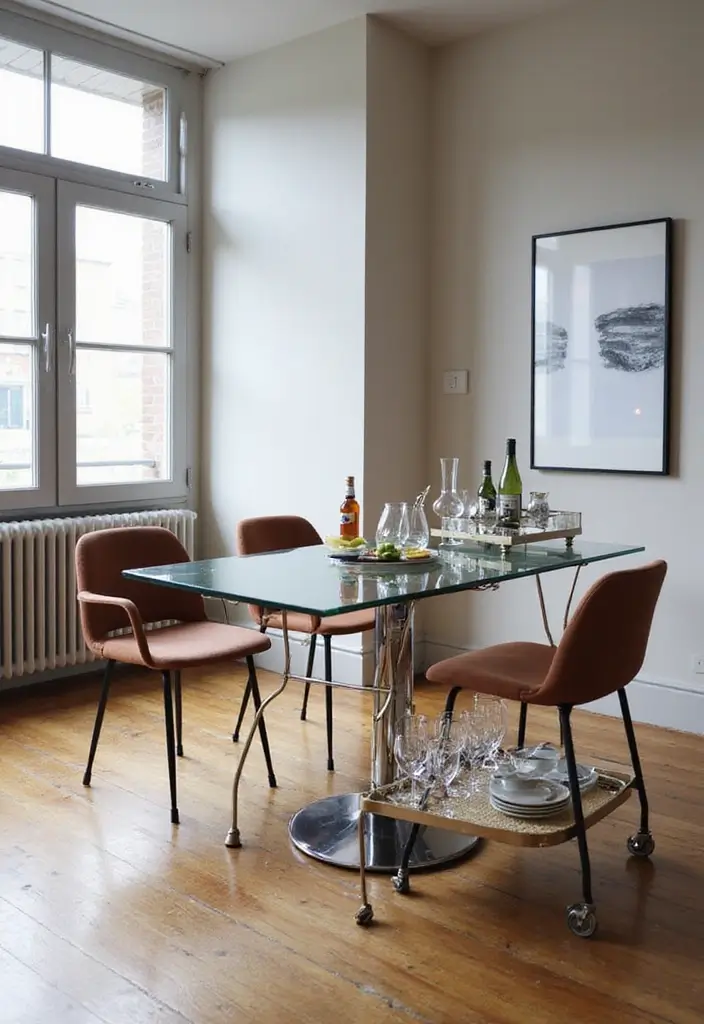 25 Dining Room Decor Ideas with a Modern Glass Table 58 25 Dining Room Decor Ideas with a Modern Glass Table - 18. Elegant Bar Carts