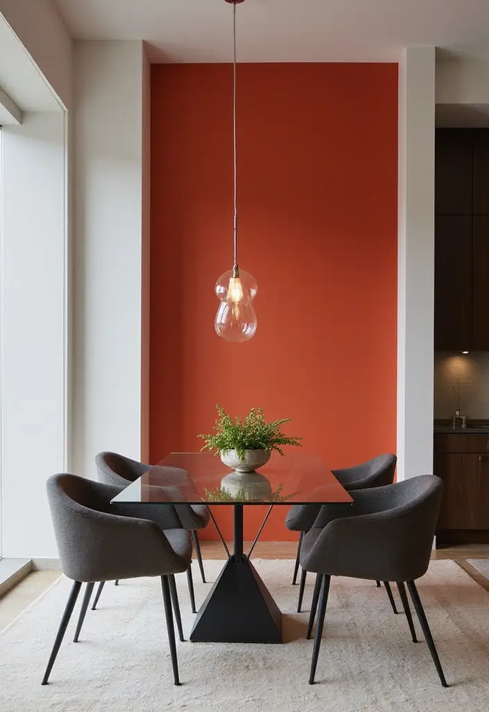 25 Dining Room Decor Ideas with a Modern Glass Table 59 25 Dining Room Decor Ideas with a Modern Glass Table - 19. Bold Accent Wall