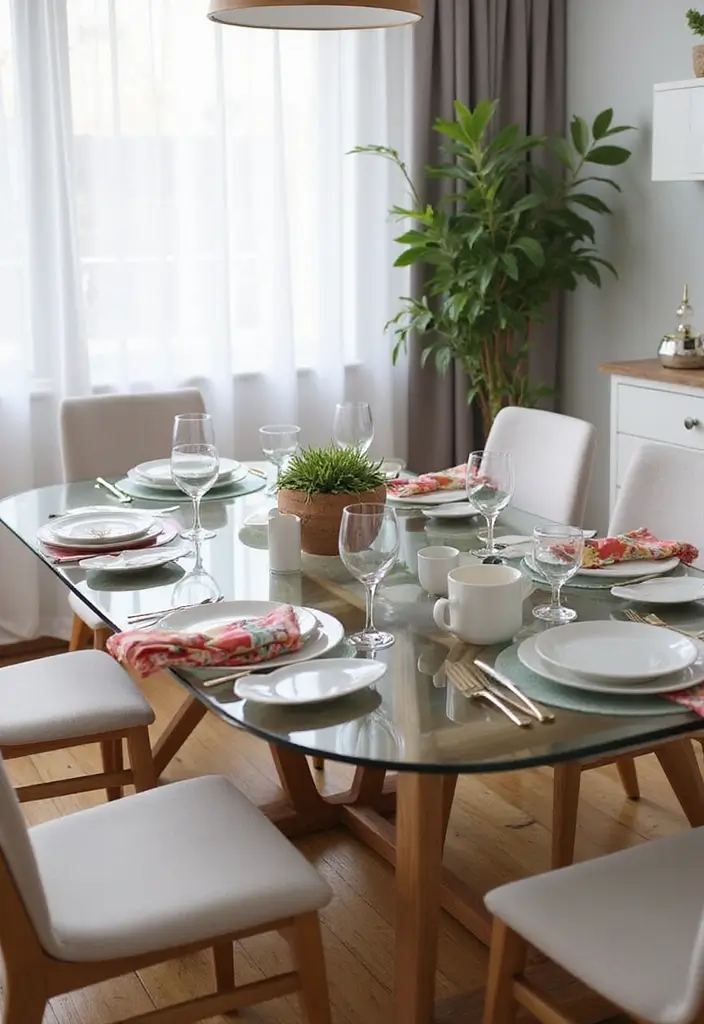 25 Dining Room Decor Ideas with a Modern Glass Table 8 25 Dining Room Decor Ideas with a Modern Glass Table - 2. Minimalist Table Settings