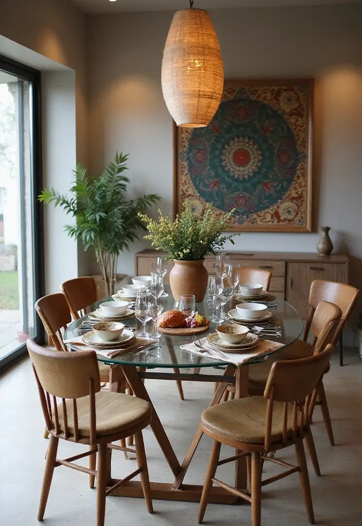 25 Dining Room Decor Ideas with a Modern Glass Table 67 25 Dining Room Decor Ideas with a Modern Glass Table - 21. Incorporate Cultural Elements