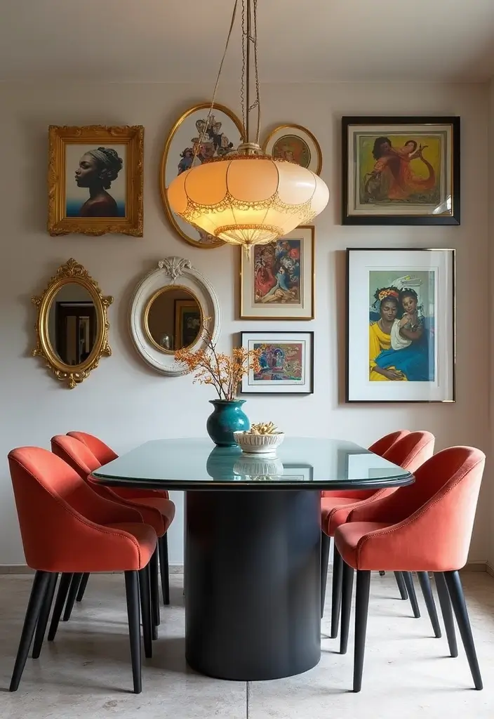 25 Dining Room Decor Ideas with a Modern Glass Table 35 25 Dining Room Decor Ideas with a Modern Glass Table - 7. Create a Gallery Wall
