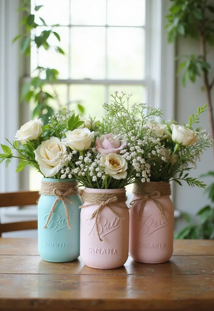 25 Easy Crafts with Glass Jars to Add Rustic Charm to Your Home 1 25 Easy Crafts with Glass Jars to Add Rustic Charm to Your Home - 1. Rustic Flower Vases