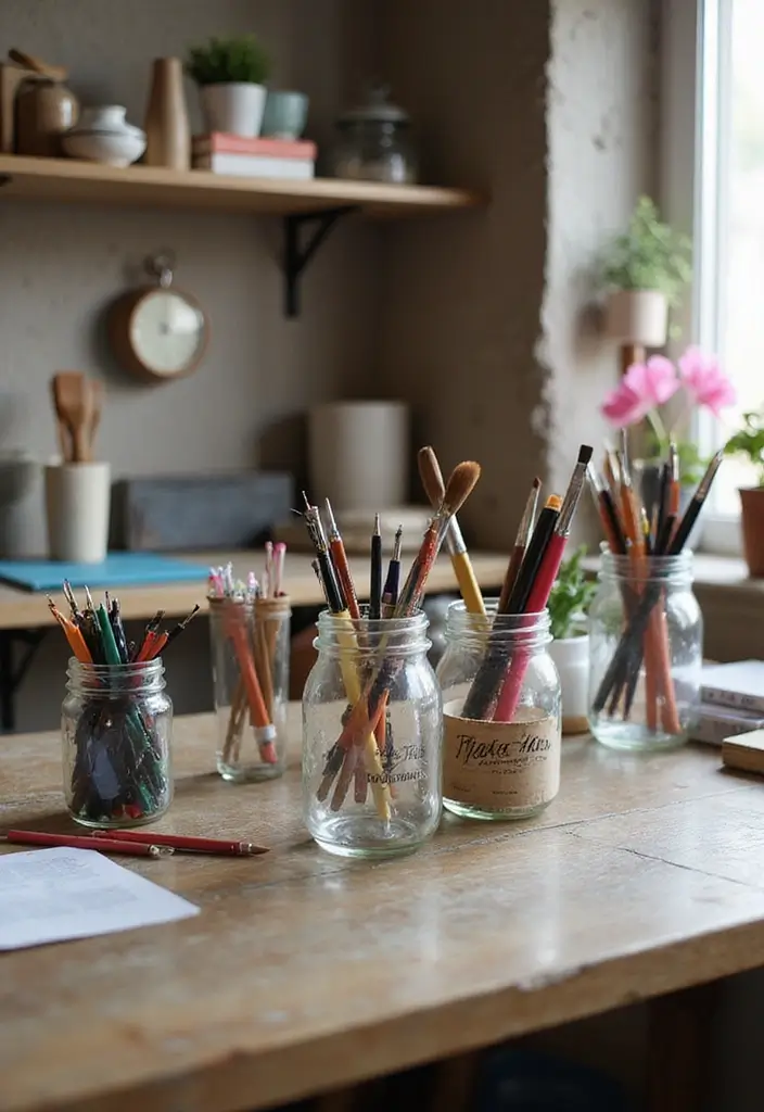 25 Easy Crafts with Glass Jars to Add Rustic Charm to Your Home 49 25 Easy Crafts with Glass Jars to Add Rustic Charm to Your Home - 13. Glass Jar Organizers