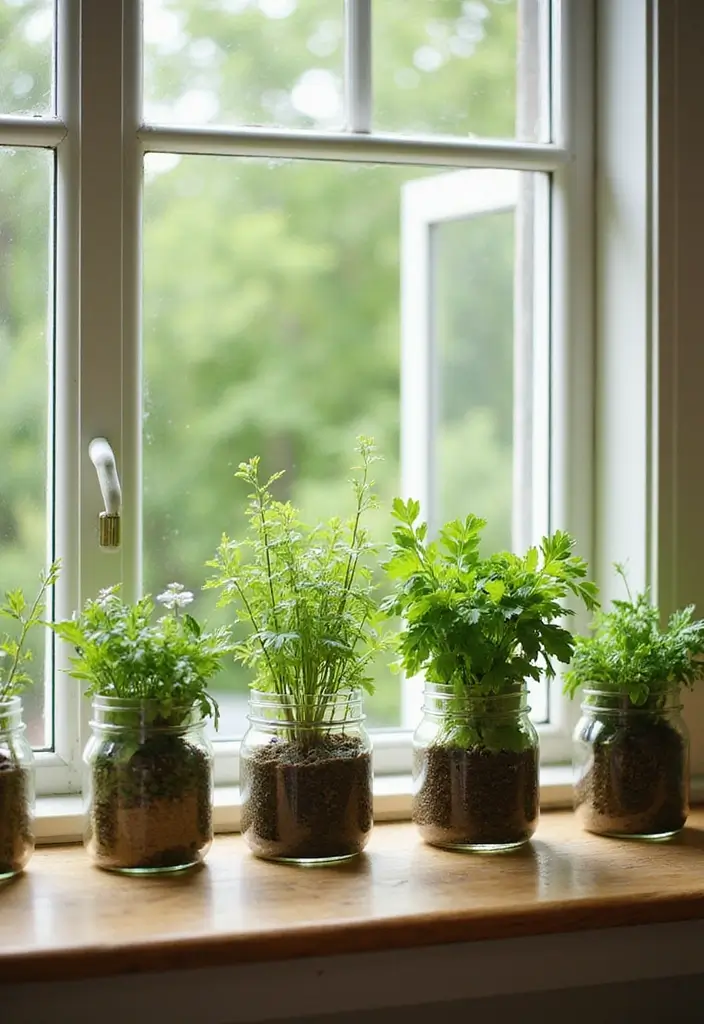 25 Easy Crafts with Glass Jars to Add Rustic Charm to Your Home 64 25 Easy Crafts with Glass Jars to Add Rustic Charm to Your Home - 16. Glass Jar Herb Garden