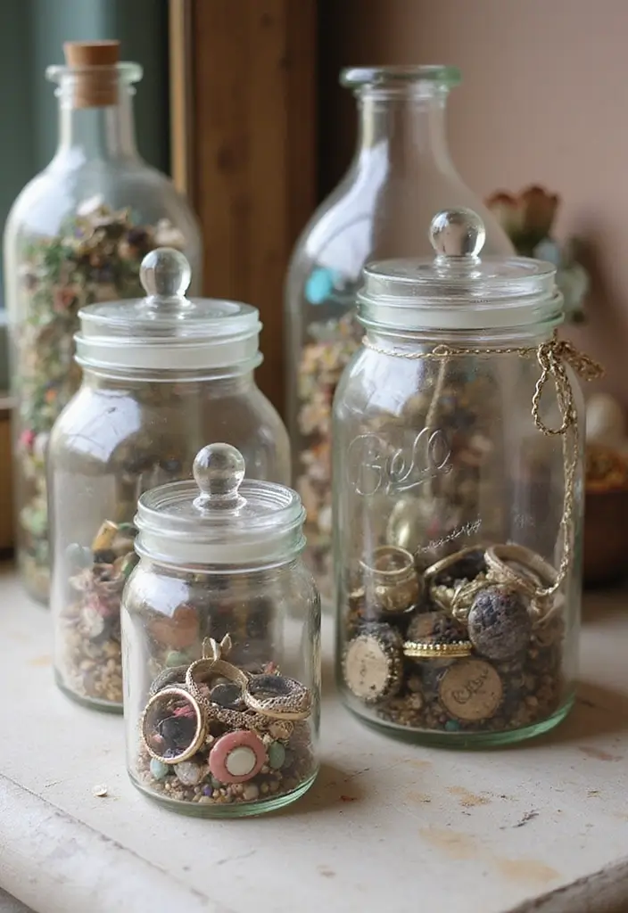 25 Easy Crafts with Glass Jars to Add Rustic Charm to Your Home 65 25 Easy Crafts with Glass Jars to Add Rustic Charm to Your Home - 17. Glass Jar Jewelry Holders