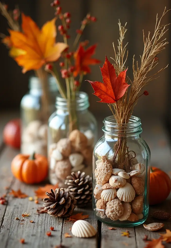25 Easy Crafts with Glass Jars to Add Rustic Charm to Your Home 72 25 Easy Crafts with Glass Jars to Add Rustic Charm to Your Home - 18. Seasonal Glass Jar Displays