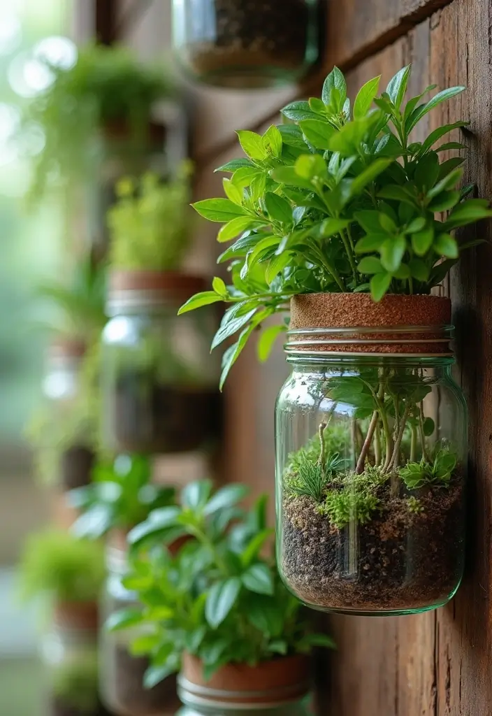 25 Easy Crafts with Glass Jars to Add Rustic Charm to Your Home 87 25 Easy Crafts with Glass Jars to Add Rustic Charm to Your Home - 25. Glass Jar Wall Planters