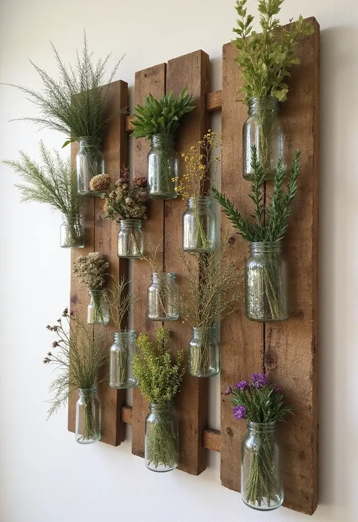 25 Farmhouse Decor Ideas Using Glass Jugs and Greenery 34 25 Farmhouse Decor Ideas Using Glass Jugs and Greenery - 12. Rustic Wall Art with Glass Jugs