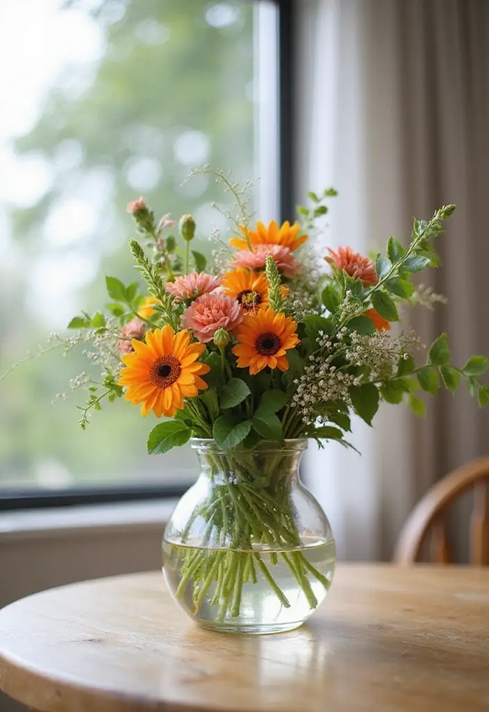 25 Farmhouse Decor Ideas Using Glass Jugs and Greenery 42 25 Farmhouse Decor Ideas Using Glass Jugs and Greenery - 14. Flower and Greenery Combos