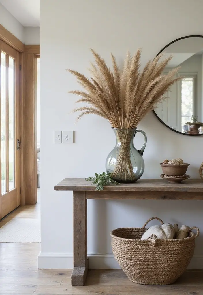 25 Farmhouse Decor Ideas Using Glass Jugs and Greenery 6 25 Farmhouse Decor Ideas Using Glass Jugs and Greenery - 4. Glass Jugs as Vases for Tall Grass