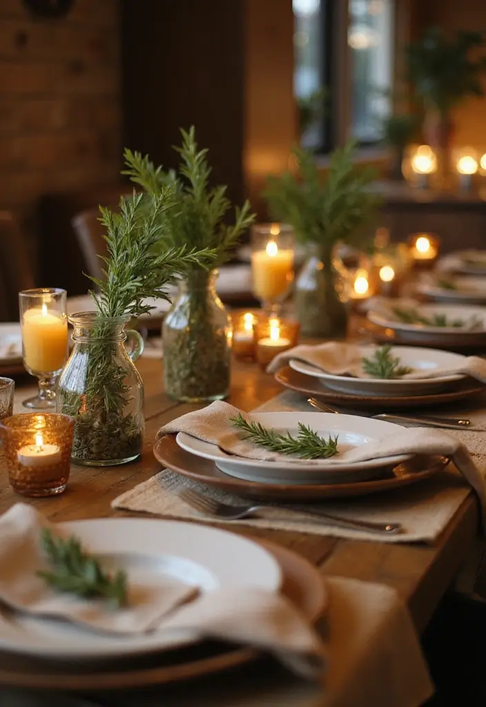 25 Farmhouse Decor Ideas Using Glass Jugs and Greenery 8 25 Farmhouse Decor Ideas Using Glass Jugs and Greenery - 6. Table Setting with Glass Jug Accents