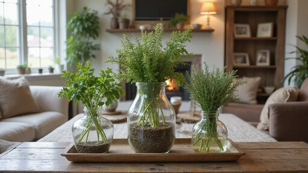 25 Farmhouse Decor Ideas Using Glass Jugs and Greenery