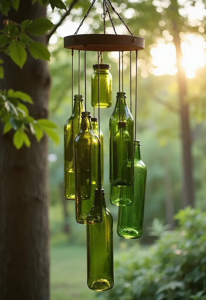 25 Glass Bottle Decor Ideas for Simple and Elegant Styling 65 25 Glass Bottle Decor Ideas for Simple and Elegant Styling - 11. Glass Bottle Wind Chimes