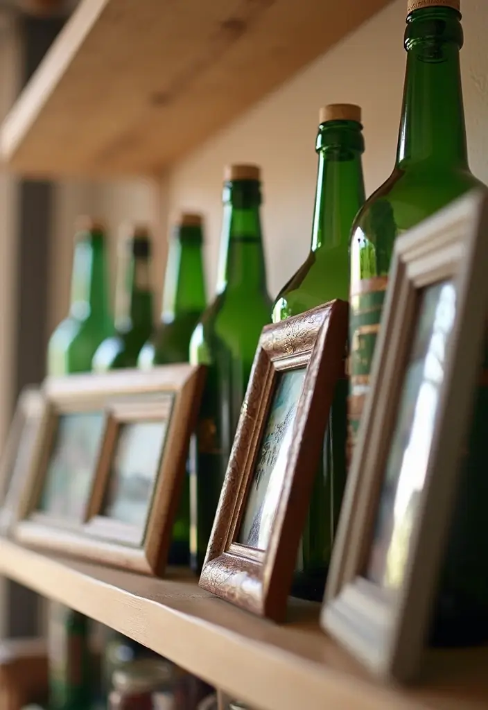 25 Glass Bottle Decor Ideas for Simple and Elegant Styling 66 25 Glass Bottle Decor Ideas for Simple and Elegant Styling - 12. Glass Bottle Picture Frames