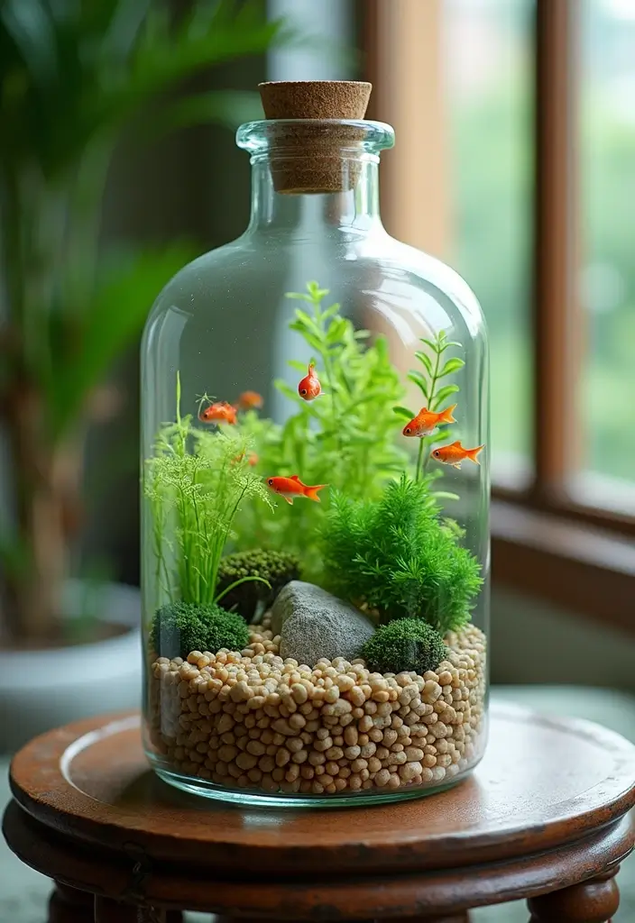 25 Glass Bottle Decor Ideas for Simple and Elegant Styling 78 25 Glass Bottle Decor Ideas for Simple and Elegant Styling - 18. Glass Bottle Aquatic Displays