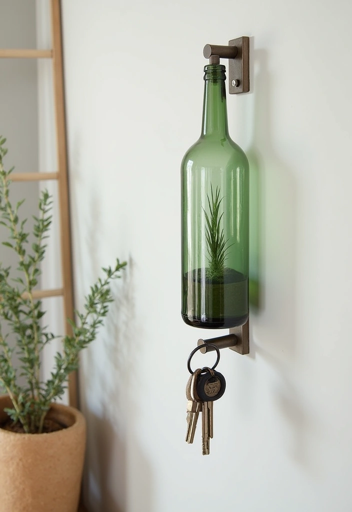 25 Glass Bottle Decor Ideas for Simple and Elegant Styling 91 25 Glass Bottle Decor Ideas for Simple and Elegant Styling - 23. Glass Bottle Key Holders