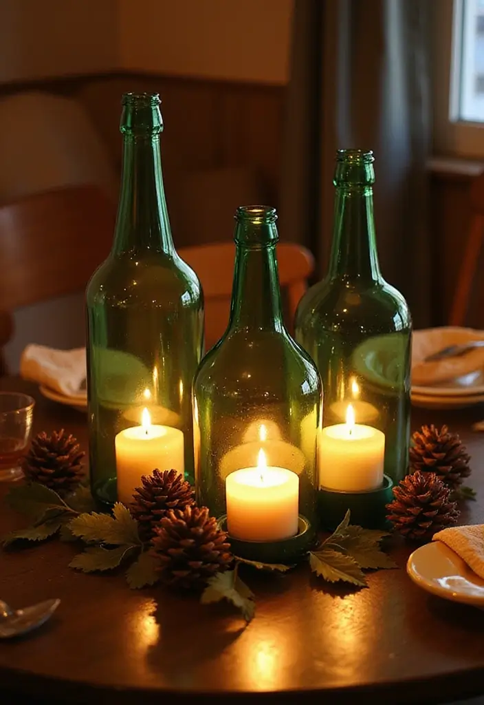 25 Glass Bottle Decor Ideas for Simple and Elegant Styling 15 25 Glass Bottle Decor Ideas for Simple and Elegant Styling - 3. Candle Holders from Glass Bottles