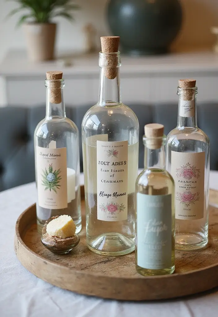 25 Glass Bottle Decor Ideas for Simple and Elegant Styling 36 25 Glass Bottle Decor Ideas for Simple and Elegant Styling - 6. Decorative Glass Bottle Labels
