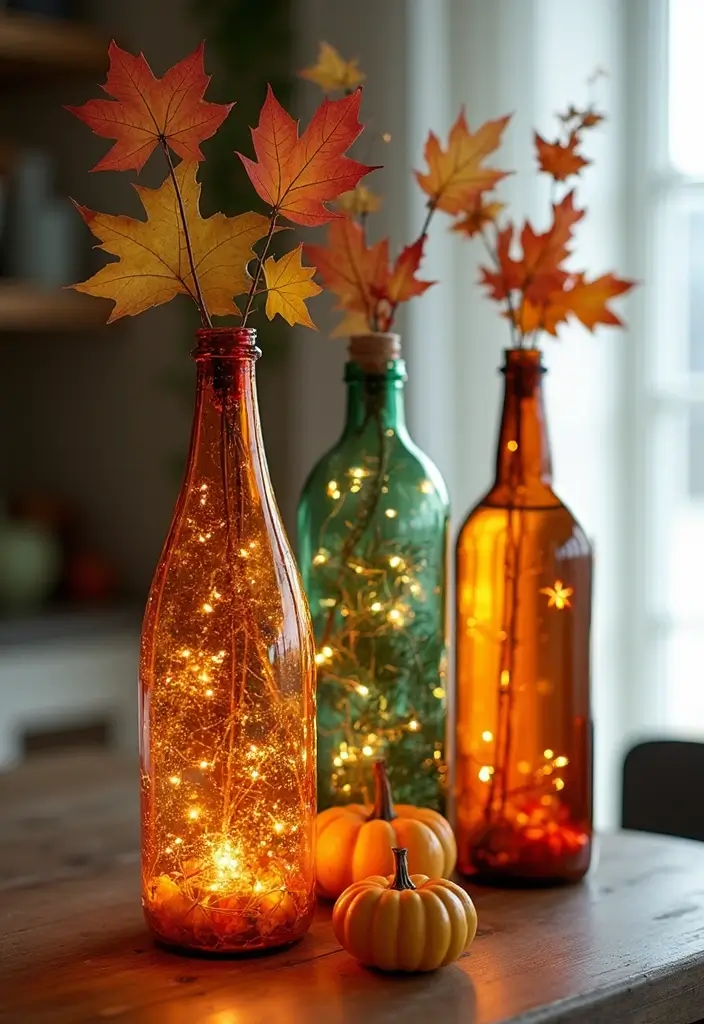 25 Glass Bottle Decor Ideas for Simple and Elegant Styling 44 25 Glass Bottle Decor Ideas for Simple and Elegant Styling - 8. Seasonal Decor with Glass Bottles